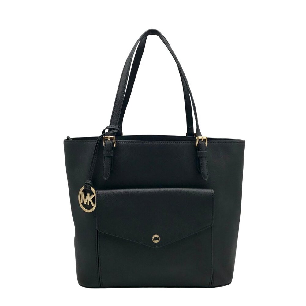 Michael Kors Black Saffiano Leather Jet Set Multi-Function Pocket Tote Bag